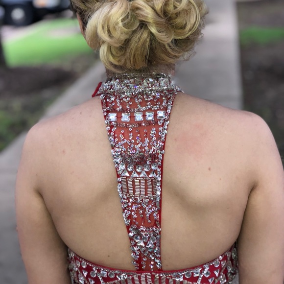 red rachel allan 2 piece prom dress - Picture 4 of 6